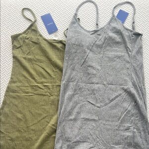 Stylish Gray and Olive Ribbed Dresses